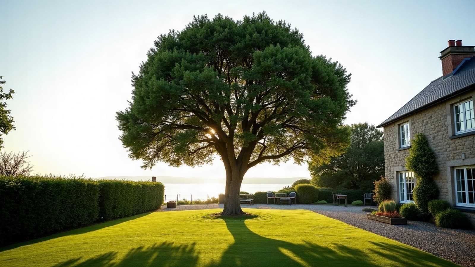 Grimpeur encordé intervenant en hauteur dans un arbre, jardin remis en état à Saint-Nazaire